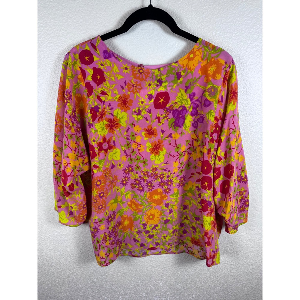 Weekend MaxMara Floral 100% Silk Blouse Women 8 Flowy‎ Designer Luxury Colorful
